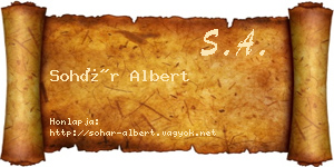 Sohár Albert névjegykártya
